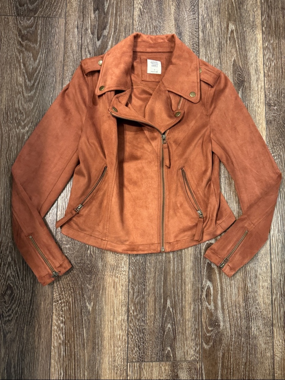 Women’s Rust Faux Suede Moto Jacket